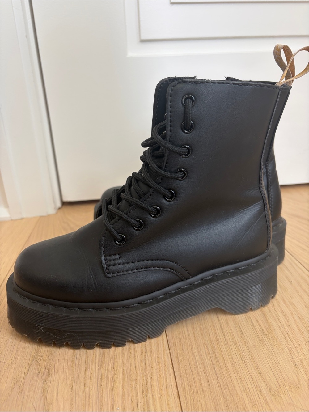 Dr. Martens Black Leather Platform Lace-Up Boots - Picture 4 of 10